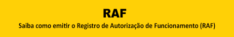 Banner Registro de Autorização de Funcionamento (RAF)